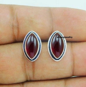 Pendientes hechos a mano de plata de ley 925 de piedras preciosas granate - Imagen 1 de 4