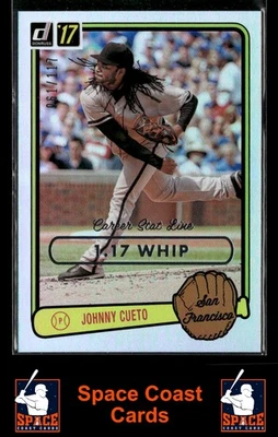 Donruss Johnny Cueto 2017 #RV-29/117 Career Stat Line 83 retro Foto 1 de 2