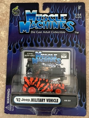 2003 Muscle Machines Bengal Striped '42 Jeep Military 1:64 Die-Cast  03-22 - Image 1 of 4