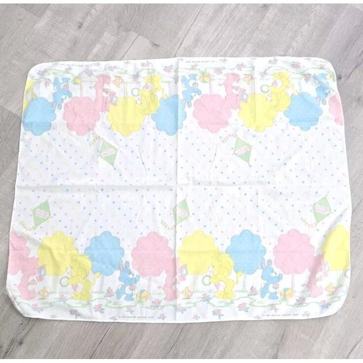 Винтажное хлопковое фланелевое больничное одеяло 80-х Carebear Care Bear для приема ребенка - Изображение 1 из 1