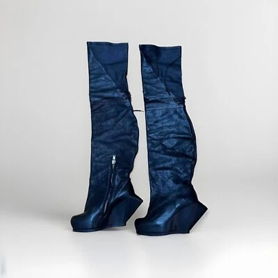 ❤️*RARAS* BOTAS RICK OWENS CUÑA HASTA EL MUSLO 37 NEGRAS Foto 1 de 4