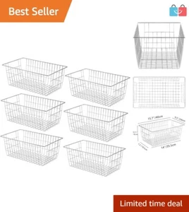 6 Pack of Rustic Wooden Baskets with Handles - Versatile Storage for Any Room - Picture 1 of 9