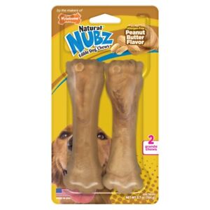 Nylabone Nubz Natural Dog Treats – Allergen-Free Peanut Butter 2 Count- LARGE
