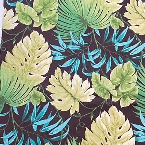 2.2 YD Tropical Leaf Cotton Duck Cloth Fabric Brown Green Decor - Picture 1 of 9