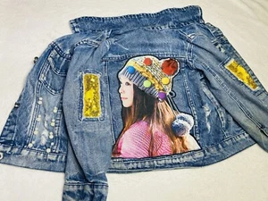 5T Kids Embellished Jean Jacket Denim Jacket Pop Art Jacket - Picture 1 of 9