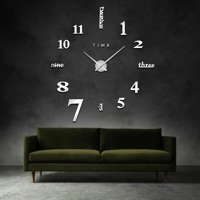 Hágalo usted mismo reloj de pared estilo número color plata Foto 1 de 4