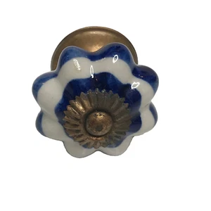 Antique Porcelain Brass Knob Handle - Imagen 1 de 7