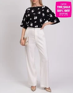 PVP €466 GENTRYPORTOFINO Pantalón IT42 US6 M Mezcla Seda y Lino Hecho en Italia - Imagen 1 de 7