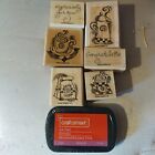 STAMPIN UP EXPRESO FOR YOU 6 RUBBER STAMPS COFFEE EXPRESO and ink pad