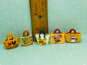 Mini Shopping Farmers Market BAGS Baskets Totes Dollhouse Miniature French Feves