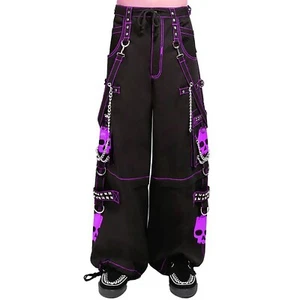 Pantalones de jean Puritues góticos para mujer púrpura cadena calavera punk rock steampunk Cyber - Imagen 1 de 5