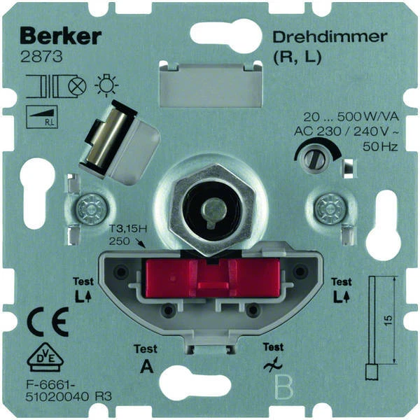 Berker Drehdimmer NV 20-500VA mit Softrastung Hauselektronik 2873 - Bild 1 von 1