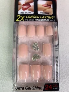 Impress Press-On 24 Nails Ultra Gel Shine Square short nude pink Charm vary NEW - Picture 1 of 4