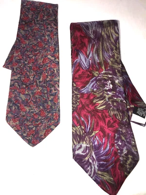 复古 ENRICO COVERI 真丝领带 意大利制造 批量 2 件 * — 第 1/4 张图片