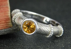 Anillo de cable solitario citrino plata esterlina 925 Judith Ripka - Imagen 1 de 9