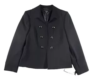ALEX MARIE Womens 10 Military Style Blazer Jacket Black Lined NWT - Picture 1 of 9