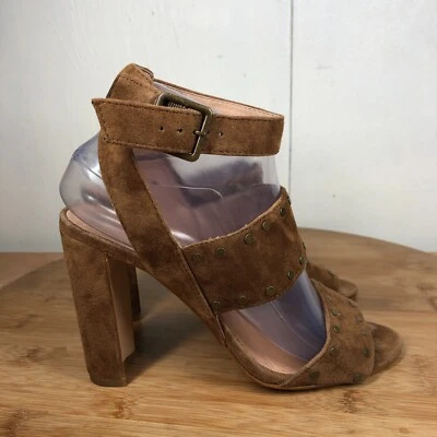 Madewell Zapatos Mujer 7 Octavia Tacones Marrón Gamuza Tachonado Correa Alta Tobillo Foto 1 de 4