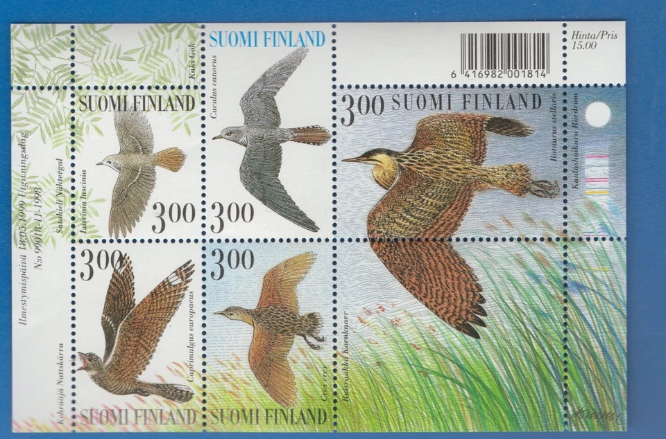 STAMPS FINLAND-Nocturnal Summer Birds, m/sheet , 1998-** - Image 1 of 1
