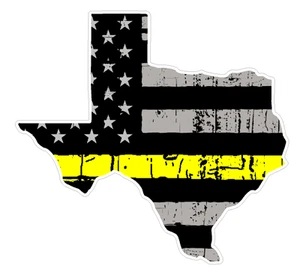 Texas State (E2) Thin Yellow Line Dispatch Vinyl Decal Sticker Car/Truck Laptop - Picture 1 of 1