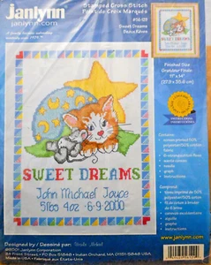 Janlynn Stamped Cross Stitch Kit-Sweet Dreams #56-129 Birth Sampler Complete - Picture 1 of 4