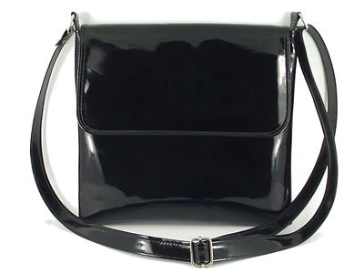 Womens Cool Faux Patent Leather Cross-Body Shoulder Bag Handbag Medium Size - Image 1 of 4