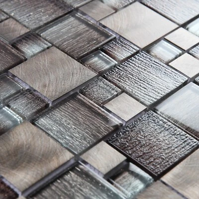 Mosaic Tiles Sheet Lucca Bronze Metal And Glass for Wall Floor Bath Kitchen - Image 1 of 4