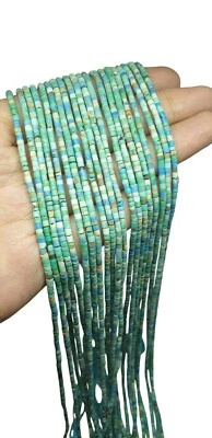 Mini tubo espaciador Heishi turquesa natural afgano 5 hebras cuentas sueltas 2 mm sin teñir Foto 1 de 4