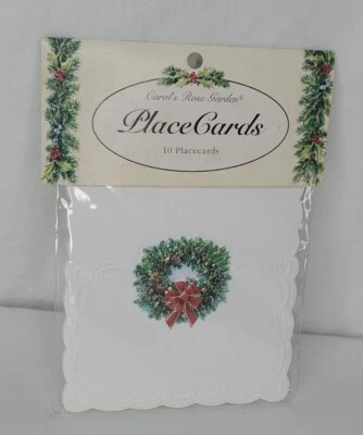 Vintage Christmas Place Cards Pinecones Holly Wreath Holiday Dinner Embossed 10 - Image 1 of 4
