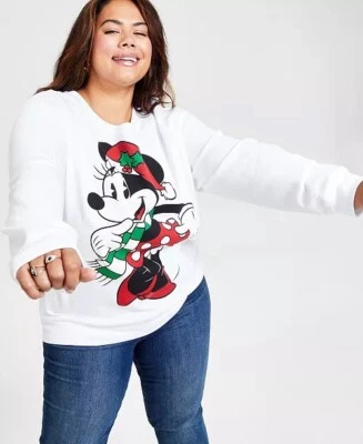 Disney Trendy Plus Size Holiday Christmas Minnie Crewneck Sweatshirt 3X - Image 1 of 4