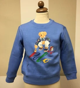 POLO RALPH LAUREN BLUE SWEATSHIRT BEAR TODDLER - Picture 1 of 5