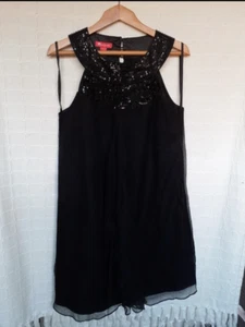 Monsoon 100 % Seide schwarz Perlen Chiffon ärmelloses Kleid Gr. 12 - Bild 1 von 8
