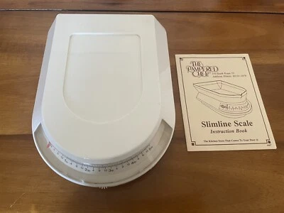 Báscula de cocina delgada vintage Pampered CHEF 4467 5 lb blanca con plato de comida transparente Foto 1 de 4