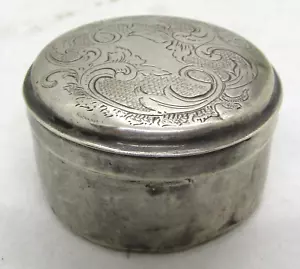 Antike runde Pillendose Sterlingsilber mit Gravur 14,9 g - Bild 1 von 7