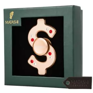 Matashi Rose Gold Plated Dollar Sign Spinner Christmas Ornament with Crystals - Picture 1 of 6