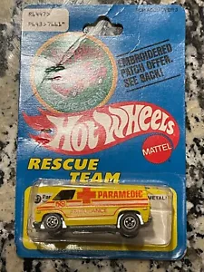 MATTEL HOT WHEELS 1978 Patch Card Rescue Team PARAMEDIC YELLOW 7661 - Picture 1 of 7