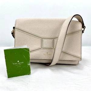 Kate Spade NY Two Tone Cream / Gray Leather Medium Crossbody Purse Bag - Picture 1 of 22