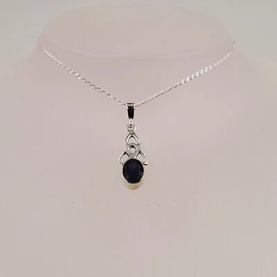 Blue Iolite Celtic-Necklace, Celtic Design, Semi Precious, Handmade Gemstone - Image 1 of 4