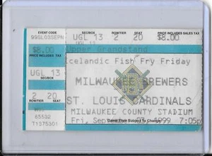 MARK McGWIRE 510th & 511th CAREER HOME RUNS OF 583 TICKET 9-3-1999 TYING MEL OTT - Picture 1 of 2