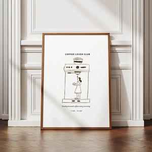 Coffee Lover Club Poster - Minimal Design, Coffee Love Gift, Kitchen Poster - Afbeelding 1 van 9