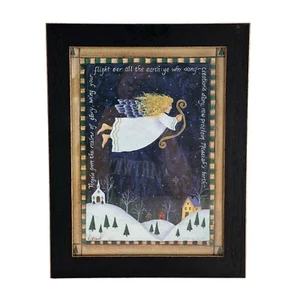 Valorie Evers Wenk Framed Print Folk Art Christmas Angel Artist Signed b - Picture 1 of 11
