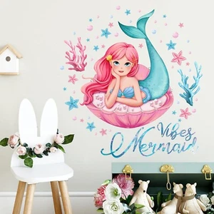 Decals for Girls Bedroom, Wall Stickers for Baby Nursery, Mermaid Pattern - Picture 1 of 5
