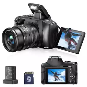 Digital Camera Autofocus 4K 72MP Vlog Camera 3.0'' LCD Screen 12X Optical Zoom - Picture 1 of 12