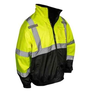 HIGH VISIBILITY WATERPROOF INSULATED REFLECTIVE ROAD WORK BOMBER SAFETY JACKET - Picture 1 of 12