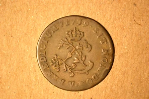1739-V French Colonies Sou Marque- Nice VF. RARE! - Picture 1 of 4