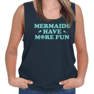 Mermaids Have More Fun Cute Ocean Princess Womens Tank Top Sleeveless Shirts - Picture 1 of 11
