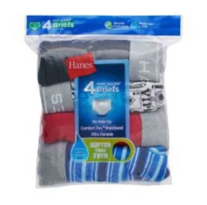 Hanes Boys' Cotton Briefs - Solid Colors and Prints, Small 6/8  - 4 ct    - Picture 1 of 2