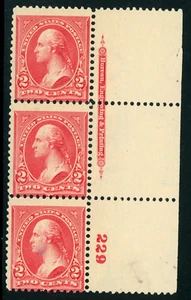 USA 1895 Washington 2¢ Carmine Scott # 267 Inscription Plate Number MNH J46 - Picture 1 of 6