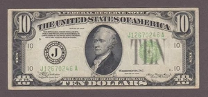 1934 10 $ Federal Reserve Schein Kansas City, Missouri - Bild 1 von 2