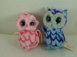 TY Beanie Boos Eule Schlüsselanhänger Clip Kleiderbügel nicht mehr produziert Pinky & Oscar 2 Stck. 3,5 Zoll - Bild 1 von 17