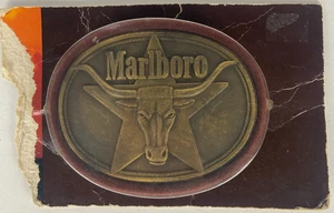 Vintage Marlboro MASSIVES MESSING Gürtelschnalle Bull Star Rodeo Rinder Sammler NEU - Bild 1 von 2